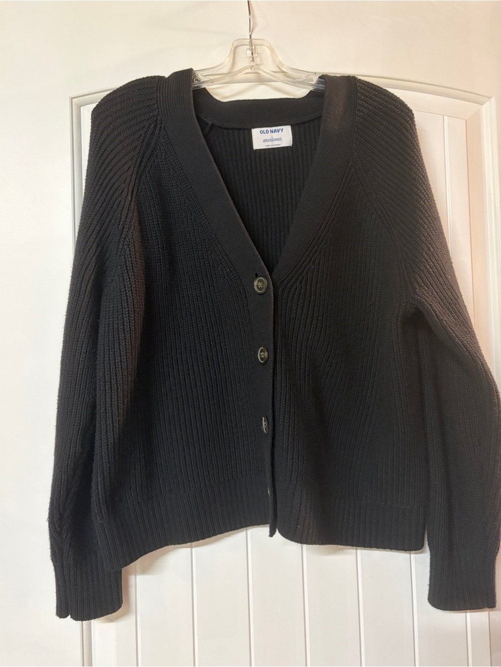 Old Navy Black V-Neck Button Cardigan Sweater